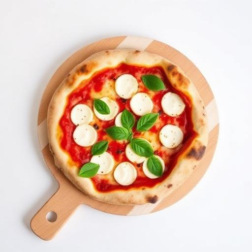 Pizza margherita com manjericão
